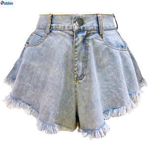 Pantalones Cortos de Mezclilla para Mujer, Talla Grande, Nuevos, Casuales de Verano, Color Azul Claro, con Cierre, Pierna Ancha - Product Image 1