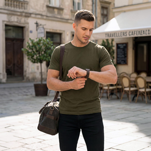 Camiseta para hombre, multicolor, de algodón puro, de manga corta, con cuello redondo, ropa informal suave para comodidad diaria - Product Image 3