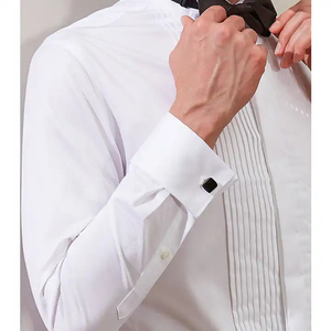 Camisas de hombre con cuello cuadrado plisado, elegantes camisas formales de negocios con botones - Product Image 5