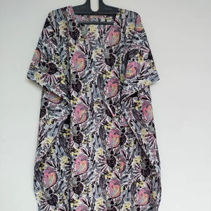 Robe kaftan en coton indien faite à la main, jaune, coupe décontractée, style bohème, pour la plage, vêtements d'été pour femmes - Product Image 1