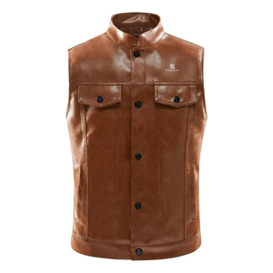 Men's Genuine <b>Leather</b> Vest Wholesale Adults Custom OEM Motorcycle <b>Sleeveless</b> Biker <b>Jacket</b> Vintage Casual Premium Outerwear 2026 - Product Image 4