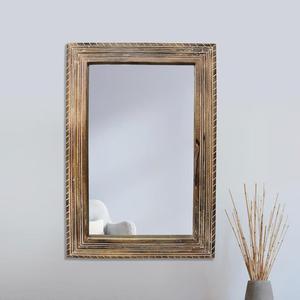 Rustic Wooden <b>Framed</b> Rectangular Wall Mirror Decorative Home Accent Mirror - Product Image 1