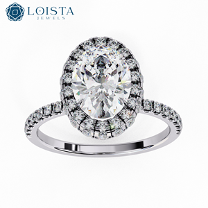 แหวนหมั้นเพชรทรงวงรี LOISTA สำหรับผู้หญิง แพลตตินั่ม เพชรธรรมชาติ ทรงคลาสสิก ได้รับการรับรองจาก GIA - Product Image 2
