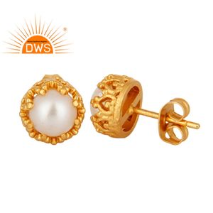 Nouvelle boucle d'oreille plaquée or pour femmes perle pierre précieuse boucle d'oreille indienne mode bijoux Collection classique - Product Image 3