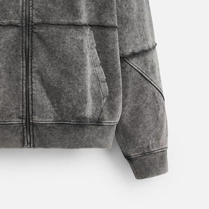 Sudaderas con capucha y cremallera para hombre, suaves y cómodas, con efecto lavado ácido, en grandes cantidades, tejidas, informales, para invierno. Sudadera con capucha y cremallera para hombre con efecto lavado ácido. - Product Image 6