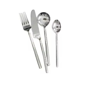 Ensemble de couverts en acier inoxydable avec manche torsadé en bambou, finition métallique couleur canon de fusil, 4 pièces, design créatif pour steakhouse - Product Image 2