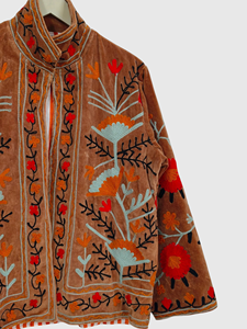 Veste à col mandarin brodée à la main avec motif floral, manches longues, taille plus, vêtements de printemps pour femmes, style bohème chic en coton - Product Image 3