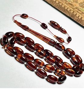 Tasbih en résine ambre dorée - Product Image 4