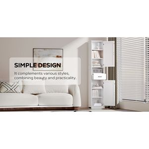 69\" Tall Bathroom <b>Storage</b> Cabinet 2 Barn Doors 1 Drawer Narrow <b>Storage</b> Unit Adjustable Shelves Floor Cabinet <b>Kitchen</b> <b>Storage</b> - Product Image 4