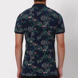 Polo pour homme bleu marine à imprimé floral botanique 2026 – Collection d'été haut de gamme, coupe ajustée, manches courtes, style smart-casual - Product Image 5