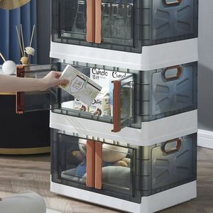 Armadio di Stoccaggio in Plastica Pieghevole e Smontabile con Porta in Acrilico Trasparente Nero, Bianco o Marrone - per Organizzazione della Cucina - Product Image 4