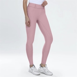 กางเกงขี่ม้าเอวสูงสีชมพูพร้อมแผ่นเจาะรูและกระเป๋าซิป - Product Image 1