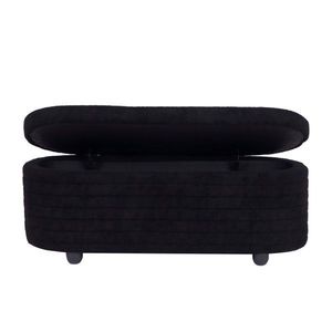 Panca Moderna Nera in Velluto Teddy con Contenitore, Sgabello da Fondo Letto per Soggiorno, Ingresso, Camera da Letto - Product Image 6