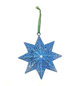 Christmas <b>Hanging</b> Metal <b>Star</b> Ornament Blue Glitter Decoration for Tree Home Party Holiday Decor Gift Piece <b>Hanging</b> Pendant - Product Image 1