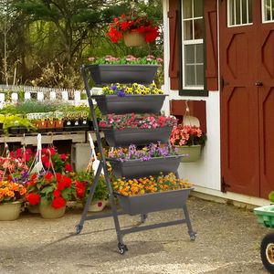 5 Tiers Vertical Garden Bed Indoor Outdoor Elevated Planter for Vegetables Flower Pots & Planters - Product Image 2