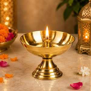 Brass Plain Diya Traditional Small <b>Oil</b> <b>Lamp</b> for Pooja Home Temple Daily Prayer Diwali Decoration Indian Religious Decor - Product Image 1