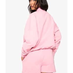 Sudadera con capucha estilo americano para chicas universitarias, forro polar de invierno, estilo hip-hop, con cremallera, corte holgado, peso pesado, estampado serigrafiado, top deportivo. - Product Image 2