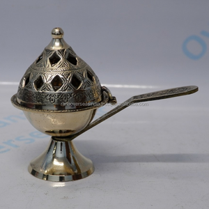 Quemador de Incienso Loban de Latón Estilo Vintage con Asa, Portátil, para Carbón, Diseño Grabado, para Uso Espiritual en Templos - Product Image 2
