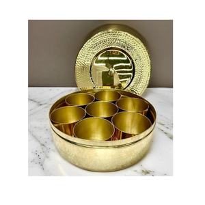 High on Demand Brass <b>Masala</b> <b>Box</b> with Multiple Compartments for Daily Cooking Available At Wholesale Price - Product Image 6
