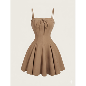 Vestido corto tipo corsé con acabado de gamuza y corte ajustado y acampanado, modelo The Everly, con busto atado, plisado, estilo skater, para mujer, con tirantes finos y escote corazón - Product Image 1