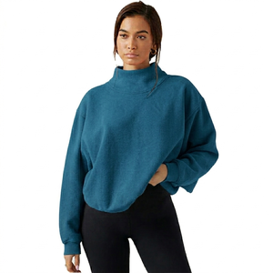 Pull à col roulé oversize pour femme, manches longues, tricoté, couleur unie, pour l'automne, respirant, en coton et bambou, col montant - Product Image 5