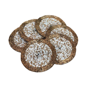 Handmade Chic Beaded Glass <b>Table</b> Coasters Floral Star-Shaped <b>Protection</b> for Coffee <b>Tables</b> Direct From India - Product Image 4