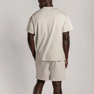 Ensemble T-shirt et short en coton surdimensionné pour homme, manches courtes, col rond, deux pièces, tenue décontractée de sport - Product Image 2
