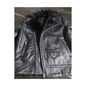 Veste en cuir d'agneau de haute qualité, style varsity, chauffante, coupe-vent, respirante, élégante, en cuir véritable, fourrure, pour femmes - Product Image 1
