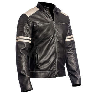Veste en cuir de moto coupe-vent sur mesure pour homme, coupe ajustée, en cuir véritable, prix de gros - Product Image 4