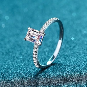 D Color VVS Emerald Cut Moissanite <b>Solitaire</b> IGI Certified Rhodium Plated 925 Sterling <b>Silver</b> 4 Prong Setting Classic Engagement - Product Image 3