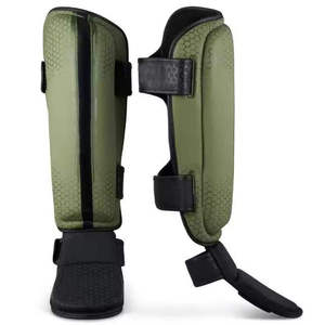 Protège-tibias en néoprène vert avec fermeture auto-agrippante, protection légère pour adultes, protège-jambes de football toutes saisons - Product Image 1
