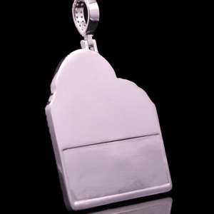 Custom Iced Diamond Birthstone <b>Initial</b> Pendant in Stainless Steel with Tibetan <b>Silver</b> Plating Hiphop Style - Product Image 2