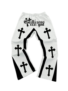 Men's Gothic Flare Pants With Cross Print <b>Elastic</b> Waist Drawstring Breathable Polyester Sweatpants Autumn Style - Product Image 6