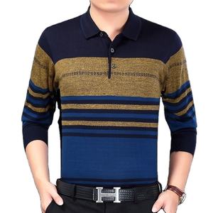 Polos a cuadros de algodón a rayas para hombre, camiseta de manga larga para primavera y otoño, ropa básica para hombre, camisetas informales de algodón al por mayor - Product Image 1