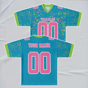 เสื้อฟุตบอลแบบกำหนดเอง โพลีเอสเตอร์ 100% สีเขียวอมฟ้า สีชมพู สีเขียวนีออน-สีขาว ดีไซน์ส่วนตัว ชื่อ หมายเลข โลโก้ทีม ชุดแฟนคลับชายหญิง - Product Image 3
