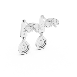 Boucles d'oreilles pendantes tendance en argent de luxe avec diamants de laboratoire taille poire et halo pour femme - Certifiées IGI, idéales pour mariage, fiançailles, fête, cadeau - Product Image 3