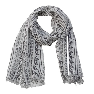 Latest Designer Women's Long <b>Scarf</b> 100% Cotton <b>Floral</b> Border Print Creative Strip & Soft Texture Branded Low Price - Product Image 1