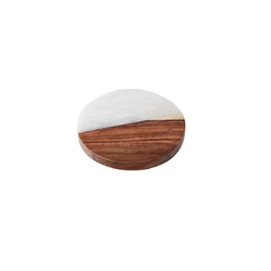 Dessous de verre en marbre naturel et pierre en bois forme ronde sous-verres en marbre et bois par artisanat pour la vente - Product Image 1
