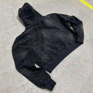 Oversized Hooded Sweatshirt Unisex <b>Rainbow</b> Rhinestone Zipper-Up Streetwear Regular Sleeve French Terry Knitted Breathable 300g - Product Image 4