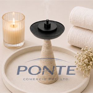Luxury Stone Table Incense Burner Black Lid Handcrafted Metal Modern Design Eco-friendly Hotel Home Decor Aromatherapy - Product Image 2