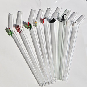 IStapromo Gifts Pailles en verre borosilicate transparent, mignonnes, réutilisables, résistantes aux hautes températures, pour jus et boissons, thème Noël - Product Image 1
