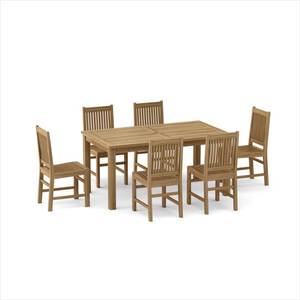 Juego de Comedor de Teca Natural con Sillas de Respaldo de Listones para Jardín, Patio y Resort - Product Image 5