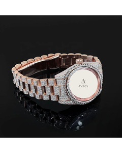 Montre de luxe pour femme, entièrement sertie de diamants roses Moissanite VVS1, avec un test de diamant réalisé à la main - Style mécanique - Product Image 2
