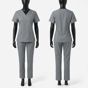 Customizable Women's Nursing Uniforms Hospital Medical Scrubs Chest Pocket Both Way Spandex Salon Uniforms Nurse <b>Set</b> Embroidery - Product Image 3