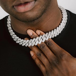 <b>Iced</b> <b>Out</b> Cuban Link <b>Chain</b> 925 Sterling Silver VVS Moissanite Diamond Hip Hop Necklace Luxury Miami Cuban <b>Chain</b> - Product Image 1