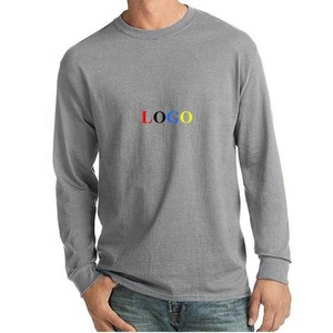 T-shirt de sport à manches longues pour homme en polyester/coton, col rond, séchage rapide, compression personnalisée, tricoté à l'écran numérique, couleur unie - Product Image 1