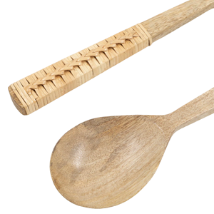 Ensemble de fourchettes et cuillères en rotin et bois pour salade, vente en gros Vietnam, ustensiles de service en bois de qualité supérieure, incontournables pour salades, soupes et décoration de table - Product Image 6