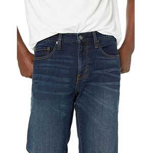 Jeans en denim bleu foncé pour homme, coupe droite, tissu en coton extensible, style décontracté, pantalon tendance pour tous les jours, doux - Product Image 4