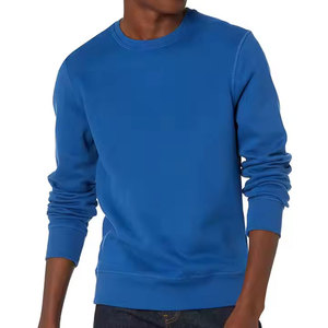 Sweat-shirt unisexe bleu à col rond, coupe classique, tricoté, couleur unie, décontracté, manches longues, haut uni teint, pour homme - Product Image 2