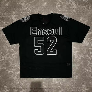 T-shirt noir à manches courtes pour homme avec numéro 52 blanc et motif toile d'araignée imprimé au dos, coupe classique, style jersey décontracté - Product Image 6